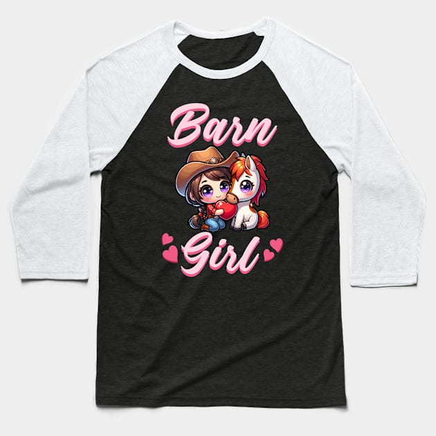 Barn Girl I Equestrian Pony Horse Fan Baseball T-Shirt by biNutz